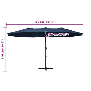Ombrellone da Esterni Palo in Alluminio 460x270cm Blu