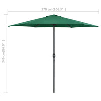 Ombrellone da Giardino con Palo in Alluminio 270x246 cm Verde 47344