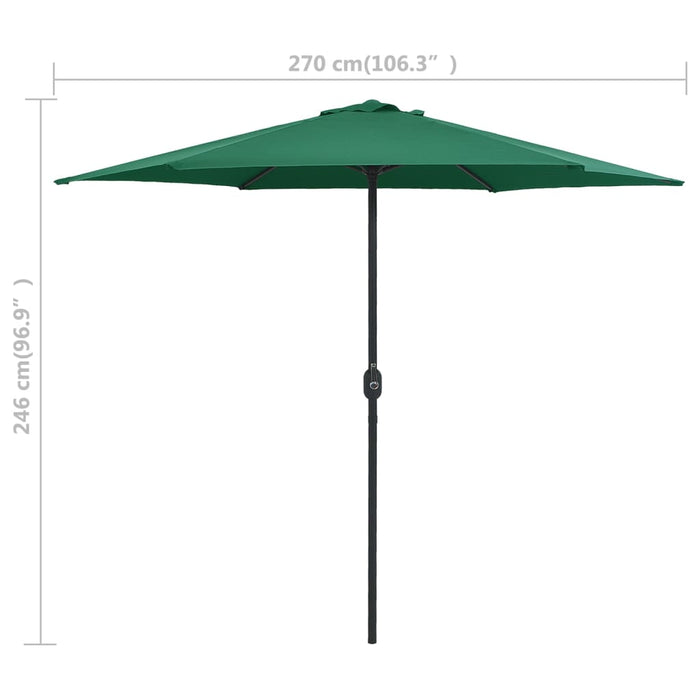 Ombrellone da Giardino con Palo in Alluminio 270x246 cm Verde 47344