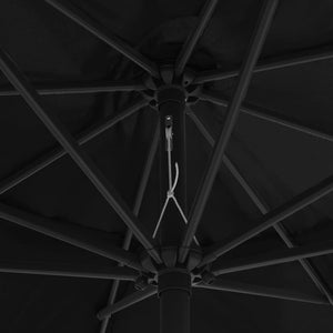 Ombrellone da Giardino con Palo in Metallo 390 cm Nero 47384