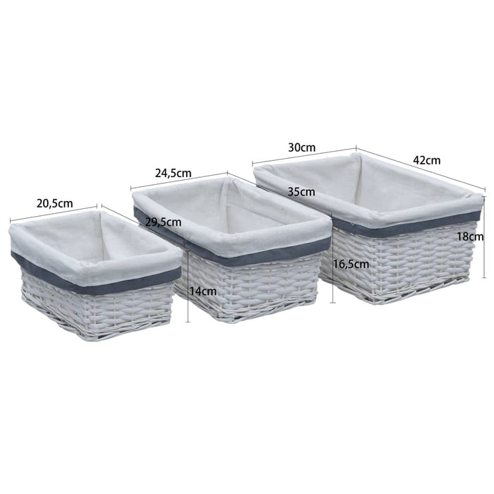 Set Cestini Impilabili 3 pz Bianchi in Salice