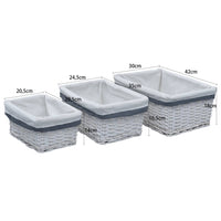 Set Cestini Impilabili 3 pz Bianchi in Salice 286976