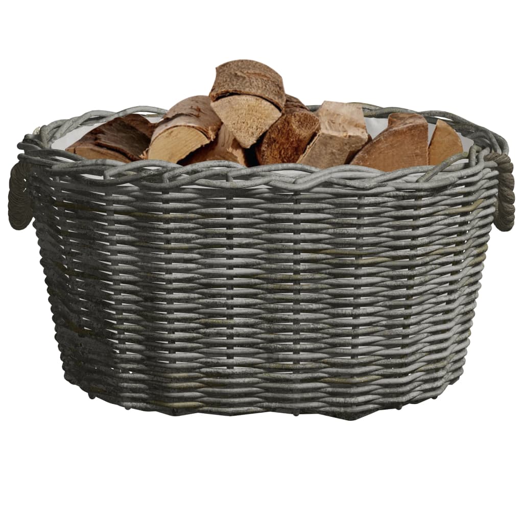 Cesta per Legna con Maniglie 59x42x28 cm Salice Grigia 286985