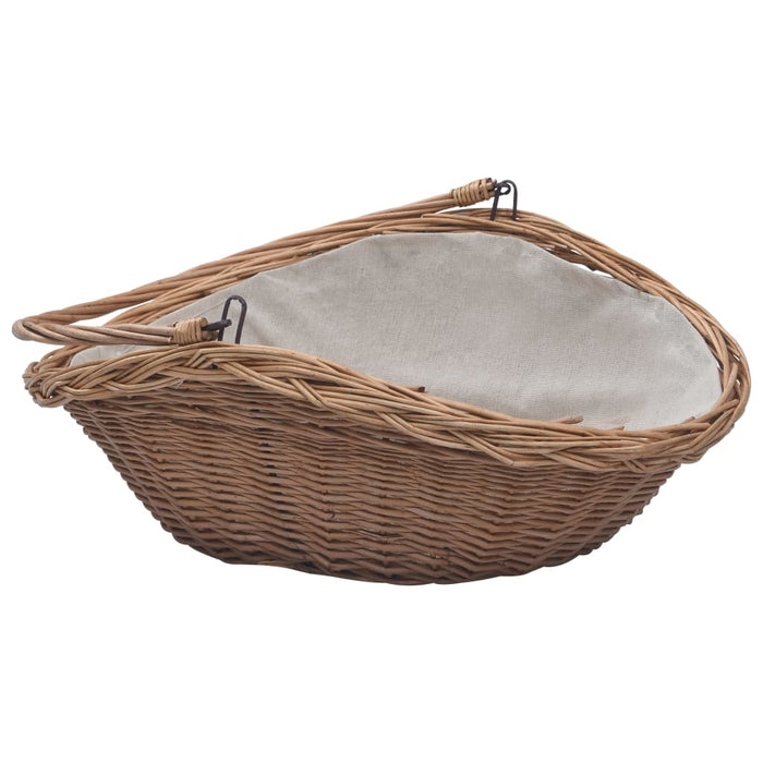Cesta Legna da Ardere con Manico 57x46,5x52cm Marrone in Salice 286987
