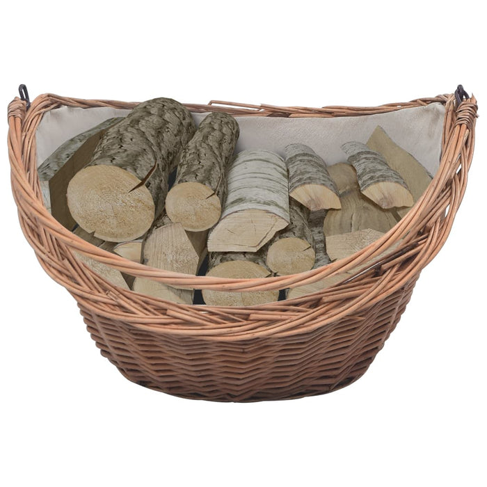 Cesta Legna da Ardere con Manico-Cestino per Legna 60x44x55 cm Naturale in Salice