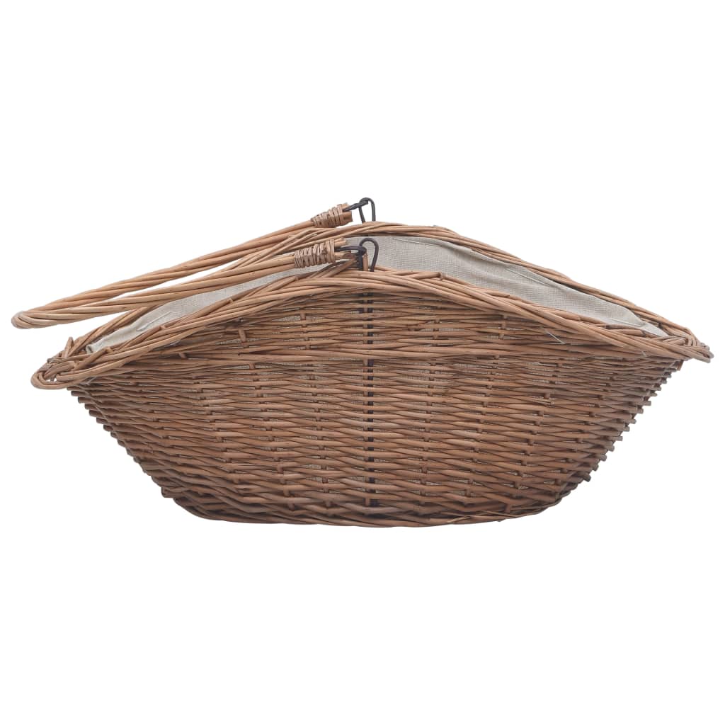 Cesta Legna da Ardere con Manico-Cestino per Legna 60x44x55 cm Naturale in Salice