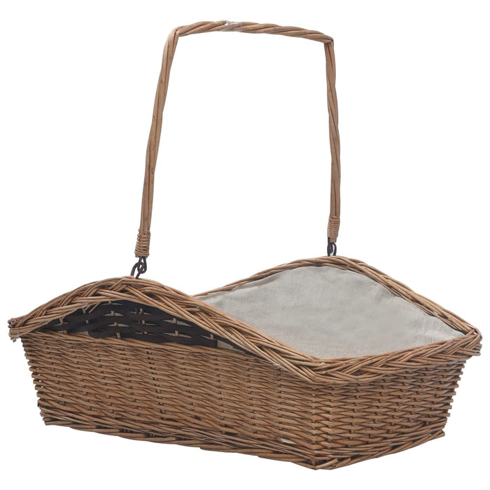 Cesta Legna da Ardere con Manico 61,5x46,5x58cm Marrone Salice cod mxl 25215