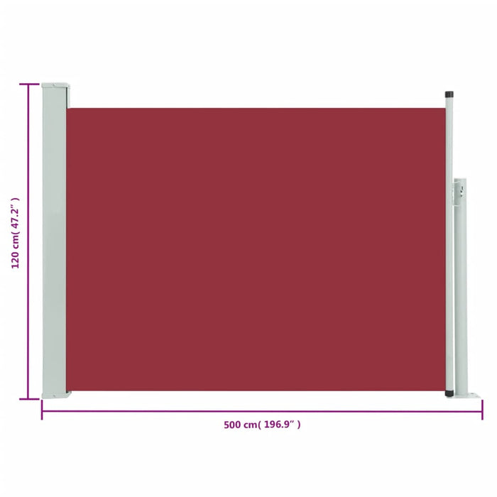 Tenda Laterale Retrattile per Patio 120x500 cm Rossa 48391