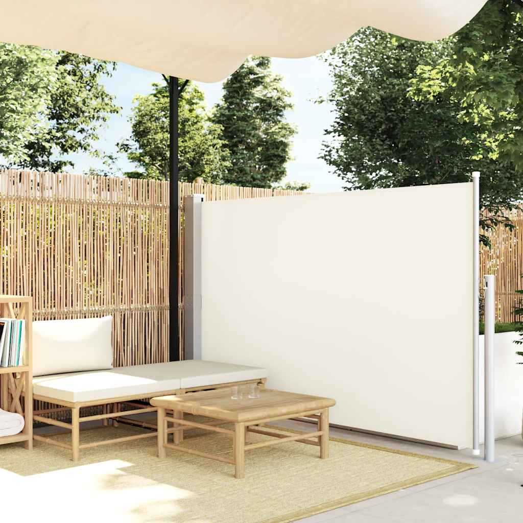 Tenda Laterale Retrattile per Patio 140x500 cm Crema 48395