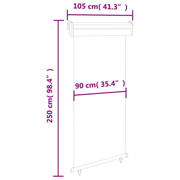 Tenda Laterale per Terrazzo 100x250 cm Marrone