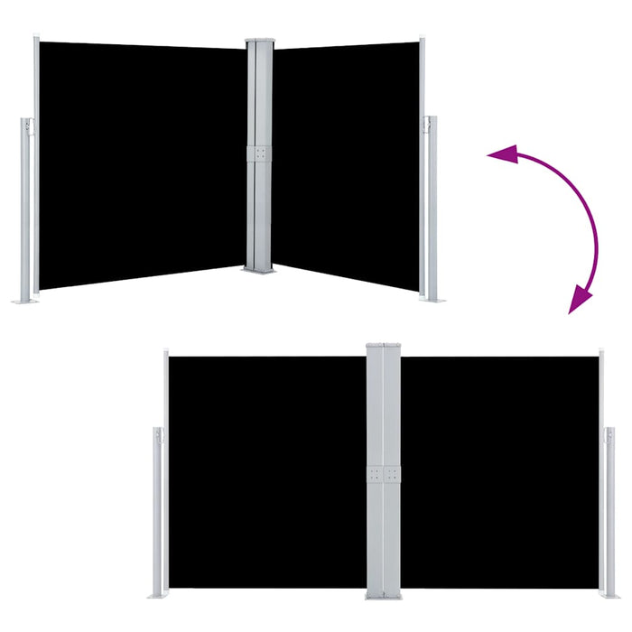 Tenda da Sole Laterale Retrattile Nera 140x600 cm