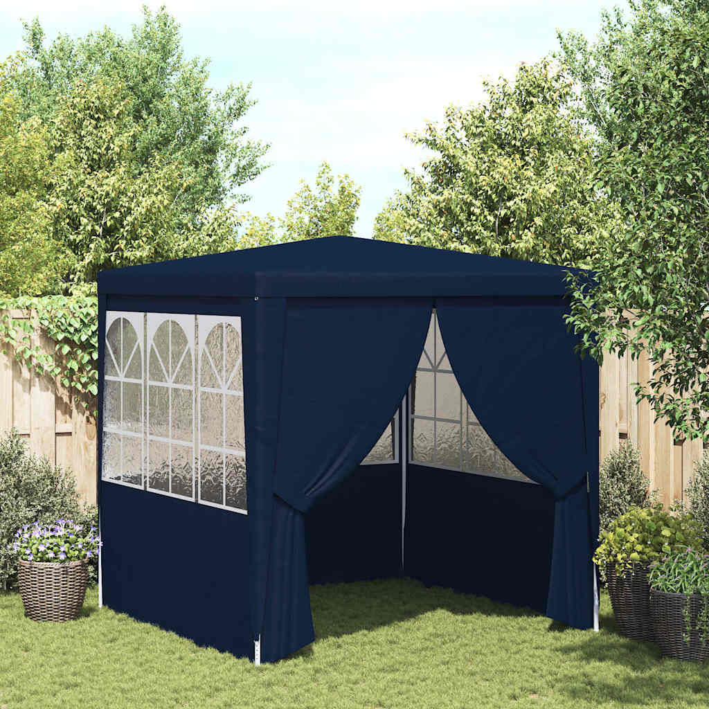 Gazebo Professionale con Pareti 2,5x2,5 m Blu 90 g/mÂ²