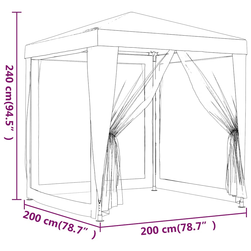 Tendone per Feste con 4 Pareti in Rete 2x2 m Bianco cod mxl 48618