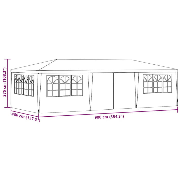 Gazebo Professionale con Pareti 4x9 m Bianco 90 g/mÂ² cod mxl 53485