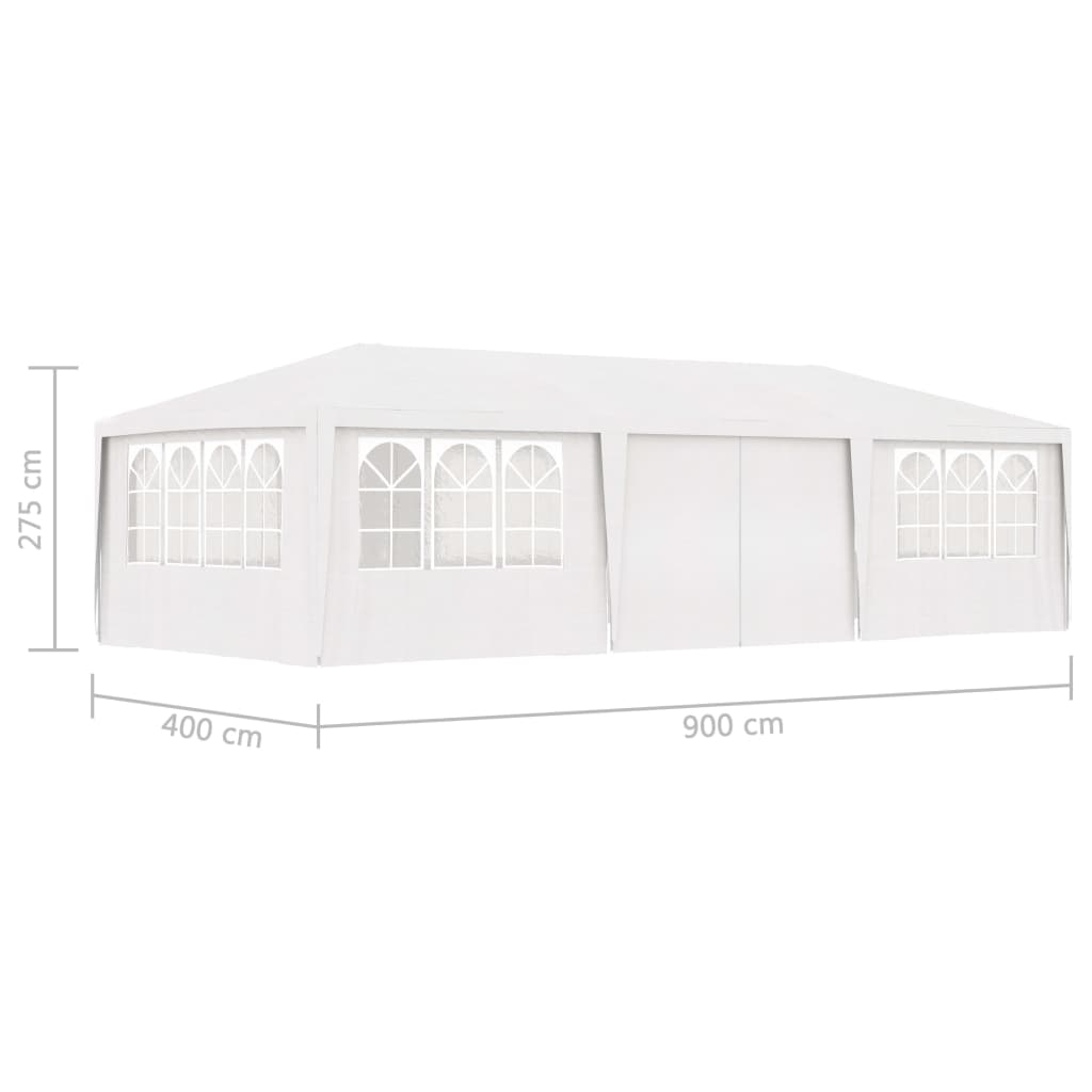 Gazebo Professionale con Pareti 4x9 m Bianco 90 g/m² 48529