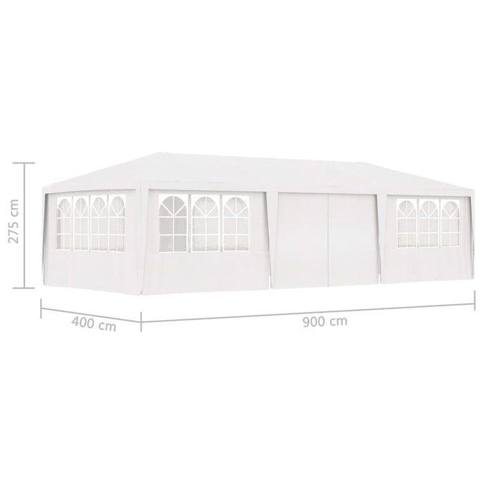 Gazebo Professionale con Pareti 4x9 m Bianco 90 g/m² 48529