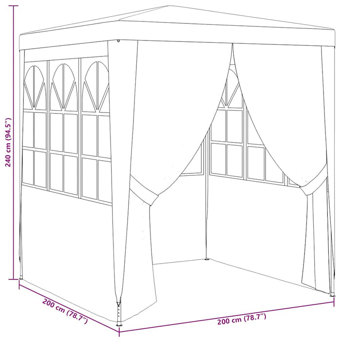Gazebo Professionale con Pareti 2x2 m Verde 90 g/m² 48532