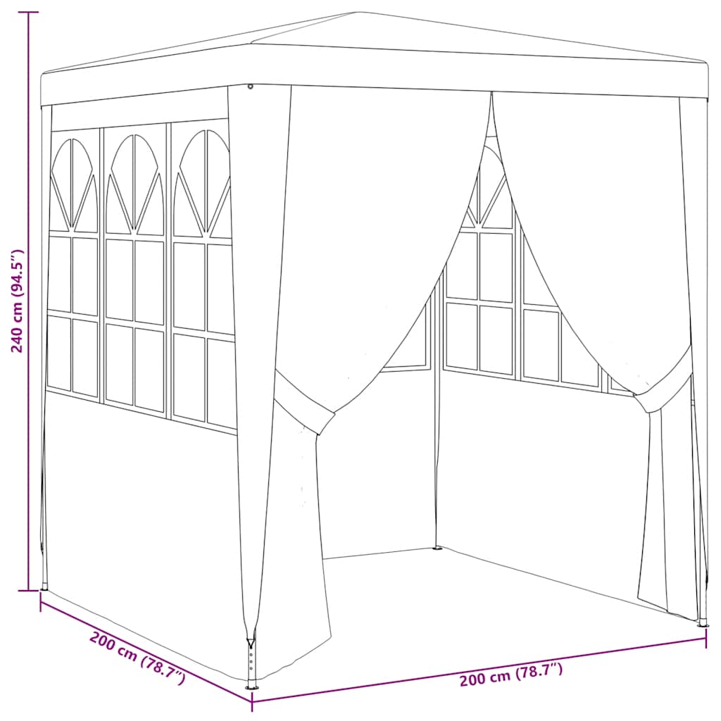 Gazebo Professionale con Pareti 2x2 m Verde 90 g/mÂ²