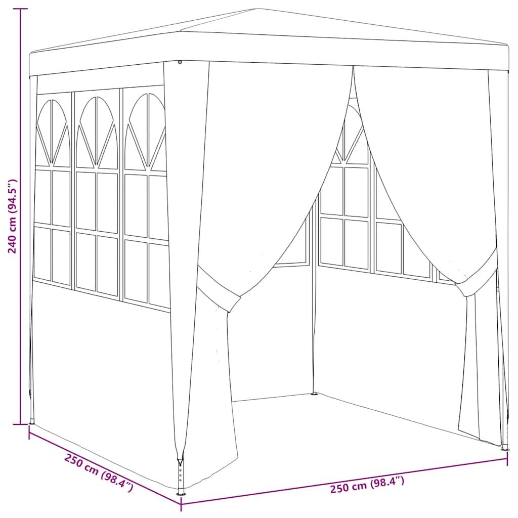 Gazebo Professionale con Pareti 2,5x2,5 m Verde 90 g/m² 48534