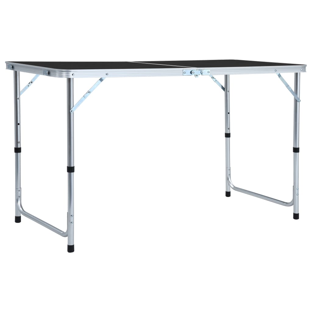 Tavolo da Campeggio Pieghevole in Alluminio Grigio 120x60 cm