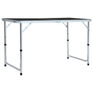 Tavolo da Campeggio Pieghevole in Alluminio Grigio 120x60 cm
