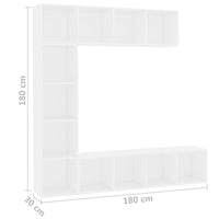 Set Mobili Libreria-Porta TV 3 pz Bianco 180x30x180 cm