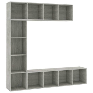 Set Mobili Libreria/Porta TV 3 pz Grigio Cemento 180x30x180 cm 278792