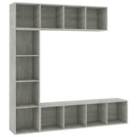 Set Mobili Libreria/Porta TV 3 pz Grigio Cemento 180x30x180 cmcod mxl 95337