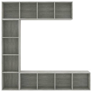 Set Mobili Libreria/Porta TV 3 pz Grigio Cemento 180x30x180 cm 278792