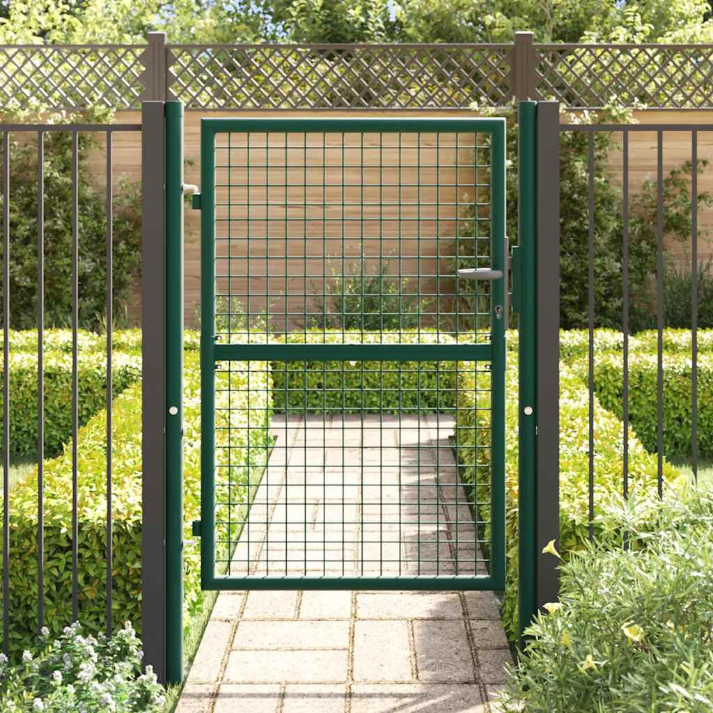 Cancello per Recinzione in Acciaio 100x125 cm Verde cod mxl 51680