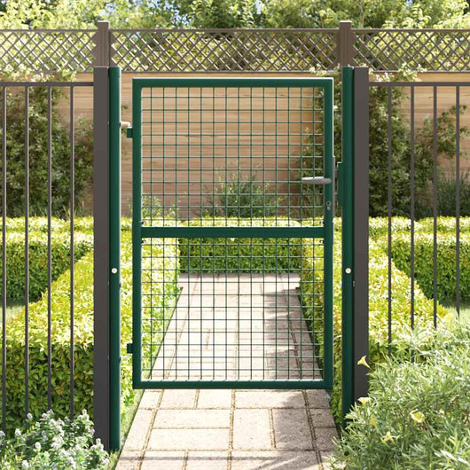 Cancello per Recinzione in Acciaio 100x125 cm Verde cod mxl 51680