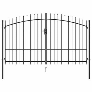 Cancello a Doppia Anta con Punte in Acciaio 3x1,75cm Nero 145737