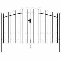 Cancello a Doppia Anta con Punte in Acciaio 3x1,75cm Nero cod mxl 51955