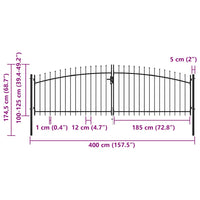 Cancello Doppio con Punte a Lancia 400x175 cm 145739