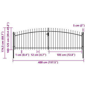Cancello Doppio con Punte a Lancia 400x175 cm 145739