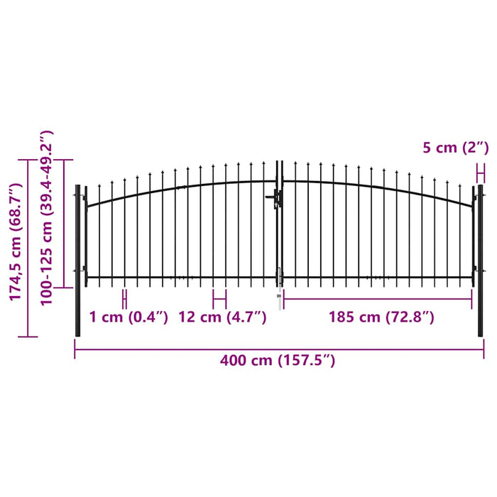 Cancello Doppio con Punte a Lancia 400x175 cm 145739