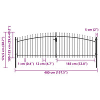 Cancello Doppio con Punte a Lancia 400x175 cm
