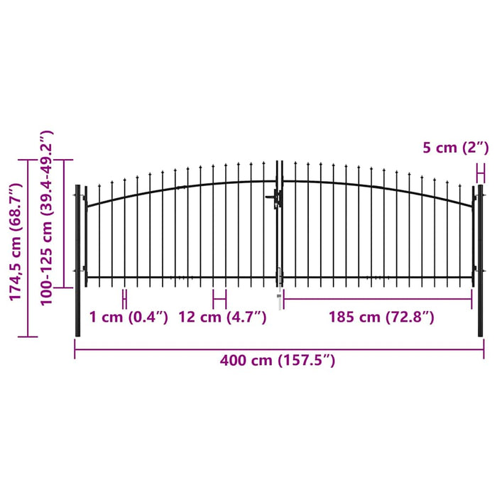 Cancello Doppio con Punte a Lancia 400x175 cm