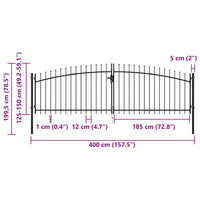 Cancello Doppio con Punte a Lancia 400x200 cm cod mxl 49908