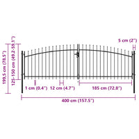 Cancello Doppio con Punte a Lancia 400x200 cm 145740