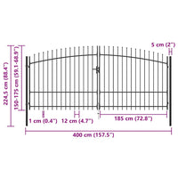 Cancello Doppio con Punte a Lancia 400x225 cm