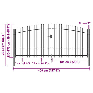 Cancello Doppio con Punte a Lancia 400x225 cm