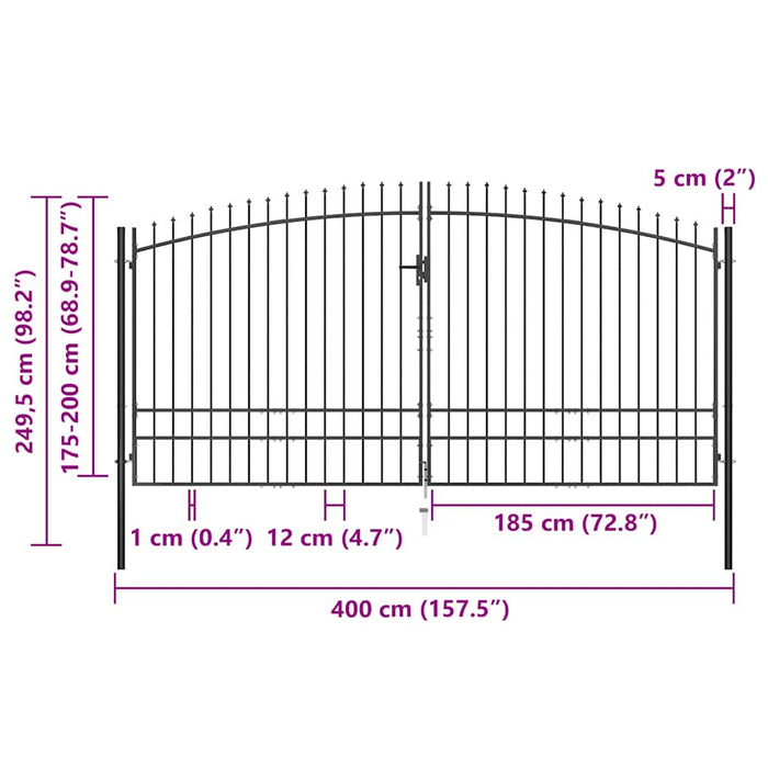 Cancello Doppio con Punte a Lancia 400x248 cm cod mxl 53967