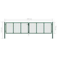 Cancello da Giardino a Rete in Acciaio 400x75 cm Verde cod mxl 76535