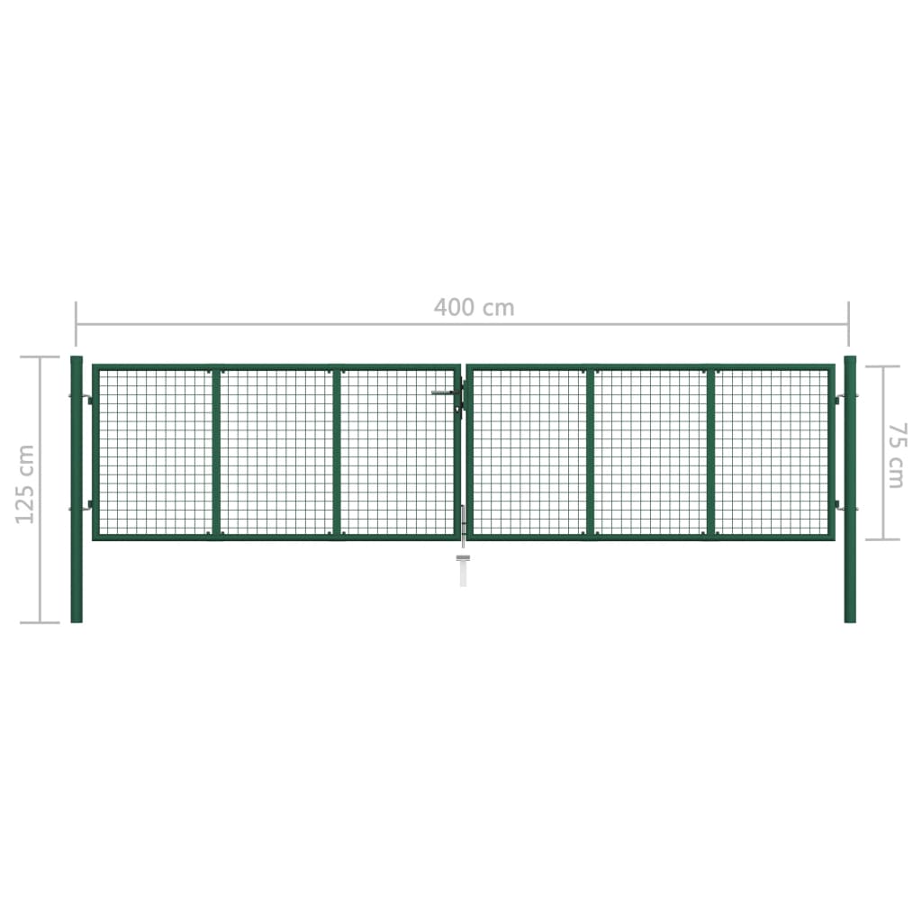 Cancello da Giardino a Rete in Acciaio 390x75 cm Verde 145747
