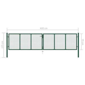 Cancello da Giardino a Rete in Acciaio 390x75 cm Verde 145747