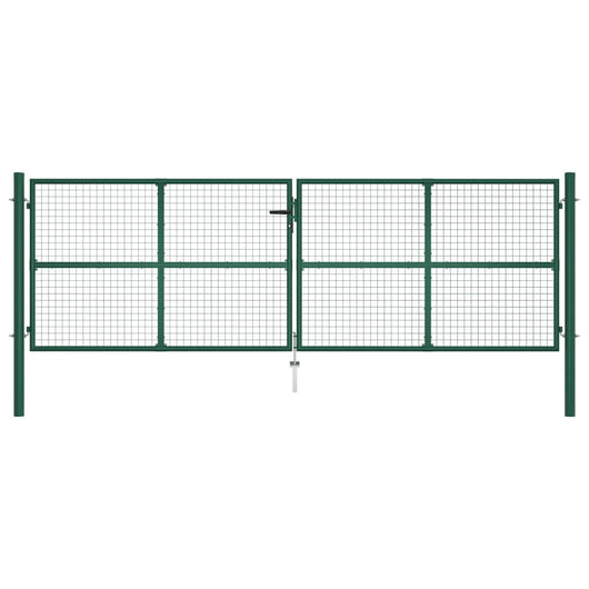 Cancello da Giardino a Rete in Acciaio 390x125 cm Verde 145749
