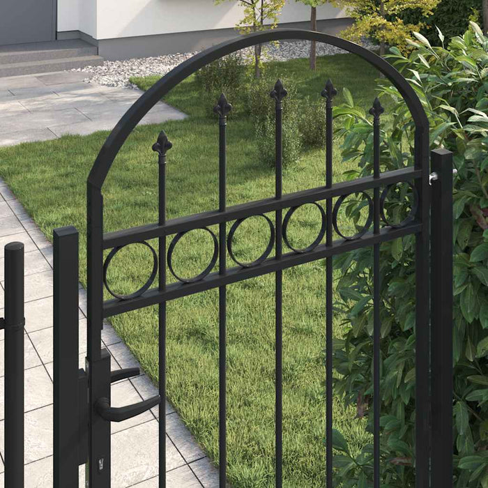 Cancello per Recinzione ad Arco in Acciaio 89x200 cm Nero cod mxl 52964
