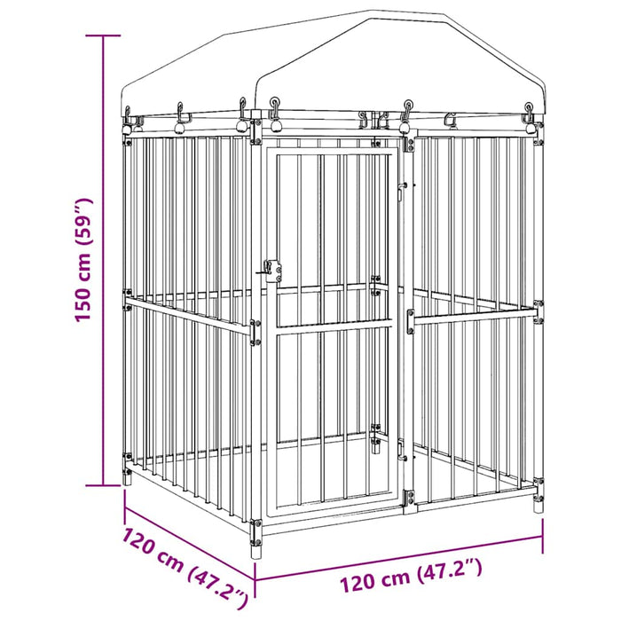 Canile da Esterno con Tetto 120x120x150 cm 145762