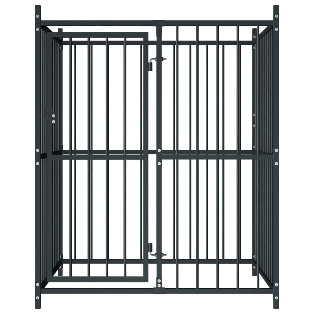 Cuccia da esterno gabbia recinto per animali box per cani da esterno per cani 120 x 120 x 150 cm nero 02_0000461